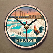 Bsb Denizli Temalı Magnet Saat Buzdolabı Saati Duvar Saati 10,5cm MS1118