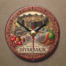 Bsb Diyarbakır Temalı Magnet Saat Buzdolabı Saati Duvar Saati 10,5cm MS1119