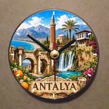 Bsb Antalya Temalı Magnet Saat Buzdolabı Saati Duvar Saati 10,5cm MS1108