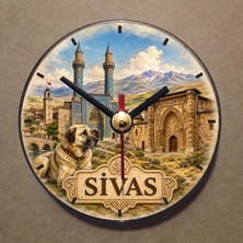 Bsb Sivas Temalı Magnet Saat Buzdolabı Saati Duvar Saati 10,5cm MS1151