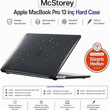 Mey İthalat Mcstorey MacBook Pro 13 Simli Kılıf A1706 A1708 A1989 A2159 A2251 A2289 A2338 M1 M2 Uyumlu Parlak Sert Kılıf Ince Hafif Koruyucu Kapak Siyah