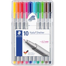 Mey İthalat Staedtler 334 SB10 Triplus Üçgen Fineliner 0.3 mm 10'lu Set