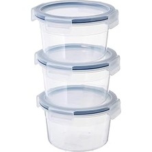 Mey İthalat Plastik Saklama Kabı Seti, Şeffaf, 750 Ml, Yuvarlak, 3 Parça