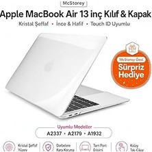 Mey İthalat Mcstorey MacBook Air 13 Inç Kılıf Parlak Kristal Beyaz Düz Desenli Koruyucu Sert Kapak A2337 M1 2020 ve A2179 2020 A1932 2018-2019 Uyumlu Ince Hafif Dizüstü Bilgisayar Kılıfı