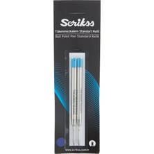 Mey İthalat Scrikss Dev Tükenmezkalem Refil 2'li Blister, 0.7 mm Uç, Mavi