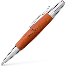 Mey İthalat Faber-Castell E-Motion Tükenmez Kalem, Krom/ahşap Gövde, Mekanizmalı, Kahverengi, B Uç, Yüksek Kapasiteli Siyah Refil