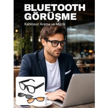 Homestead Yapay Zekâ Destekli Akıllı Bluetooth Gözlük Dokunmatik Kontrol Manyetik Lens ve Kablosuz Görüşme Özellikli
