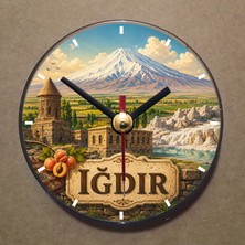 Bsb Iğdır Temalı Magnet Saat Buzdolabı Saati Duvar Saati 10,5cm MS1130