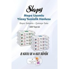 Mey İthalat Sleepy Yüzey Temizlik Mendili 8 Katlı 4 x Large 400 Yaprak ve Pamuk