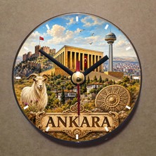 Bsb Ankara Temalı Magnet Saat Buzdolabı Saati Duvar Saati 10,5cm MS1107