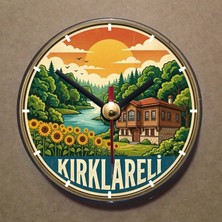 Bsb Kjırklareli Temalı Magnet Saat Buzdolabı Saati Duvar Saati 10,5cm MS1134