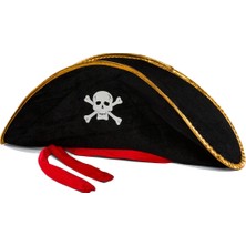 ALK Yetişkin Boy Kadife Jack Sparrow Denizci Kaptan Jack Korsan Şapkası 50X20 cm