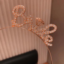 ALK Rose Gold Renkli Taşlı “bride” Gelin Tacı – El Yazısı Yazı Tipiyle