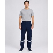 Lacivert Gabardin Reflektif Iş Pantolonu – Kargo Cepli Işçi Pantolonu