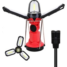 ALK P-8801 Şarjlı Katlanabilir 3xcob Led+ 3W LED Çok Fonksiyonlu Kamp Feneri