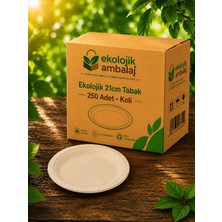 Ekolojik Ambalaj Doğa Dostu 21cm Ekolojik Tabak 250 Adet - Koli