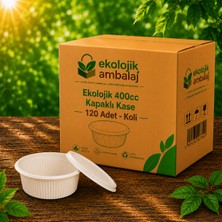 Ekolojik Ambalaj Doğa Dostu 400CC Ekolojik Kapaklı Kase 120 Adet - Koli