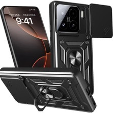 Mey Ithalat®   Mi 15 Kılıf Pars Lens Yüzüklü Silikon - Siyah