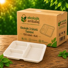 Ekolojik Ambalaj Doğa Dostu 3 Gözlü Ekolojik Tabldot 150 Adet - Koli