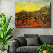 Tablofest Yatay Kanvas Tablo Vincent van Gogh Zeytin Ağaçları Tarlası Ressam Tablosu Ev Ofis Dekoru