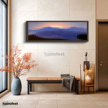 Tablofest Yatay Panoramik Kanvas Tablo Sunset Dense Piksel Minecraft Tablosu Ev Ofis Salon Duvar Dekoru