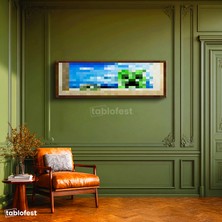 Tablofest Yatay Panoramik Kanvas Tablo Creebet Piksel Minecraft Tablosu Ev Ofis Salon Duvar Dekoru