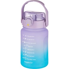 1001 1000 ml Pipetli/pipetsiz Kullanım Çift Renk Softtouch Motivasyon Matarası Sticker Hediyeli