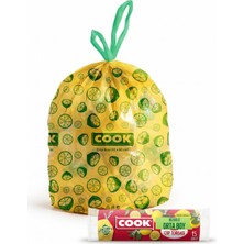 1001 Büzgülü Çöp Torbası, Orta Boy, 55 x 60 Cm, 15 Yaprak, Limon Kokulu, Sarı