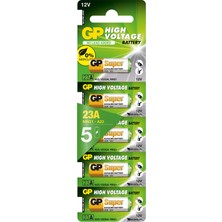 1001 Batteries GP23A Süper Alkalin 23A/MN21/V23GA Boy Pil, 12 Volt, 5'li Kart, Bakır/beyaz/yeşil