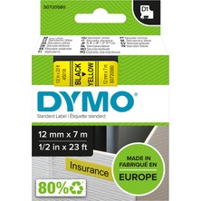 1001 S0720580, D1 Yedek Şerit (12 mm x 7 Mt), Sarı/siyah (45018)