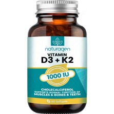 1001 Vitamin D3 + K2 1000 Iu 60 Kapsül | Glutensiz Kolay Yutulabilir Vitamin D3 K2 | 60 Yumuşak Jel Kap