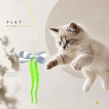 1001 Elastik Kendinden Yapışkanlı Renkli Kedi Oyun Oltası Kedi Oyuncağı Yapışkanlı Olta Eğitim