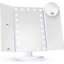 1001 Işıklı Katlanabilir Makyaj Aynası - 2x 3x 10X Büyütme Modu - Dokunmatik Touch Ekran - 5 Farkl�