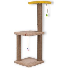1001 82 cm Krem Iki Katlı Kedi Tırmalama Tahtası Catnipli Tırmalama Tahtası (Krem)