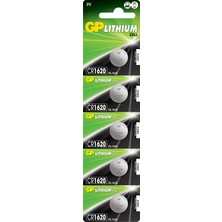 1001 B Atteries CR1620 1620 Boy Lityum Düğme Pil, 3 Volt, 5'li Kart, Gri