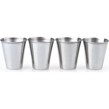 1001 4 Adet 70 Ml. Çelik Shot Kahve Kamp Bardağı DF37X