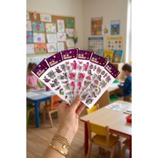 1001 6 Adet Kabartmalı Yapışkan Sticker, Unicorn Sevimli Karakterler