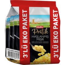 1001 Pratik 3'lü Haşlanmış Mısır Paketi (3 x 235G) – Katkısız ve Koruyucusuz, Pratik Kullanım,