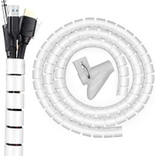 1001 1 mt x 22 mm Spiral Boru Kablo Kanalı Kablo Fiş Düzenleyici Toplayıcı Kordon Kablo Tutucu Beyaz