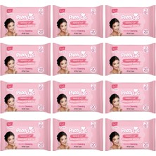 1001 3’ü 1 Arada Makyaj Temizleme Mendili Yüz, Göz & Dudak Için, 240 Yaprak (12 Paket x 20’li)