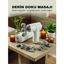 Alkasaz 8 Başlıklı Şarjlı Masaj Tabancası 6 Kademeli Hız Ayarlı Derin Doku Kas Masaj Aleti