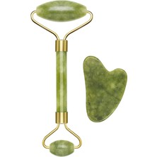 1001 C301ABE101 Gua Sha Yeşim Taşında Jade Roller & Gua Sha Masaj Aleti, Yüz ve Vücut Masaj, Rahatla