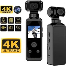 ALK 4K Ultra Hd Aksiyon Kamerası 270° Geniş Açı Döner Klips Su Geçirmez Kılıf Wifi Kamera