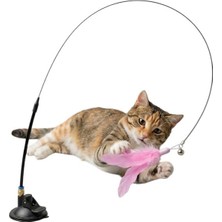 1001 Ultra Esnek Yaylı Kedi Oltası Vantuzlu Çelik Telli Kedi Oyuncağı Tüylü Av Oyuncağı