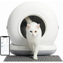 1001 CB001 Gri Akıllı Otomatik Kedi Tuvaleti, App ile Uzaktan Kontrol, 75LT Hazne, 7lt Çöp Haznesi, A
