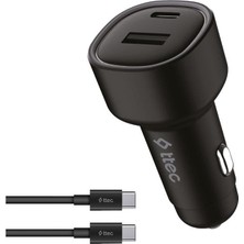 1001 Duo Pd 48W Araç Hızlı Şarj Aleti Usb-C+Usb-A - Usb-C-Usb-C 3A Kablo Siyah 2CKP02CS