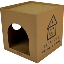 1001 Kedi Evi ve Tırmalama Kutusu, Çift Fonksiyonlu, 32X32X32 Cm, Kedi Tırmalama ve Dinlenme Alanı
