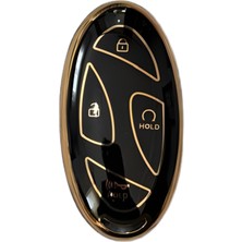 1001 Keys Premium Nano Anahtar Kılıfı, 5 Butonlu, Tucson Ioniq Kona Modelleri ile Uyumlu (Siyah-Altın
