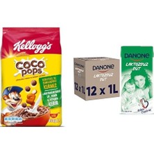 1001 Coco Pops Çikolatalı Buğday ve Mısır Gevreği 450 gr & Danone Laktozsuz Süt 1l (12 Adet)