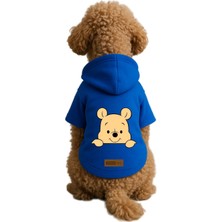 1001 Içi Polarlı Köpek ve Kedi Kıyafeti & Elbisesi - Mavi Renk Kapüşonlu Hoodie B693E, Xs